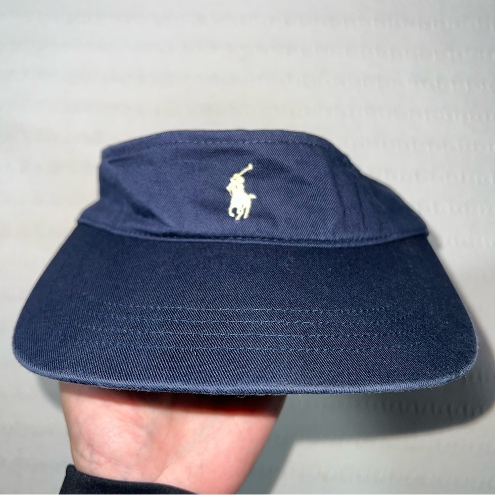 Ralph Lauren Polo Tennis Visor Hat Navy Blue Logo One Size Adjustable Cap Sporty - Picture 2 of 6